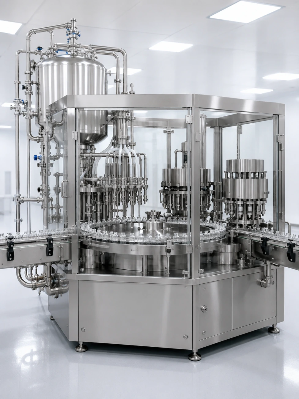 Time-pressure rotary vial filler