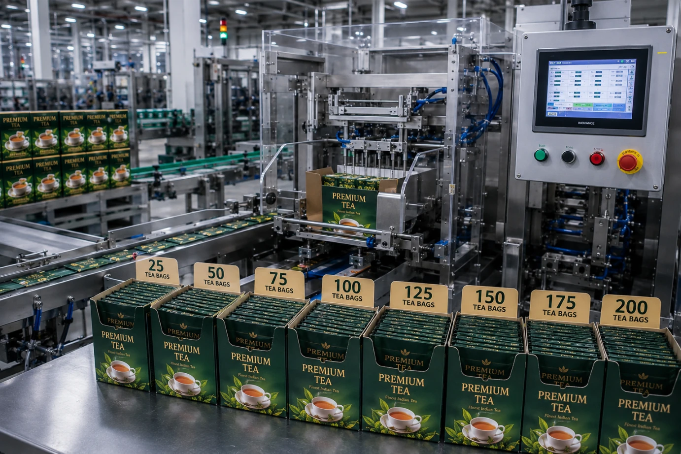 Indian retail tea sachet display line