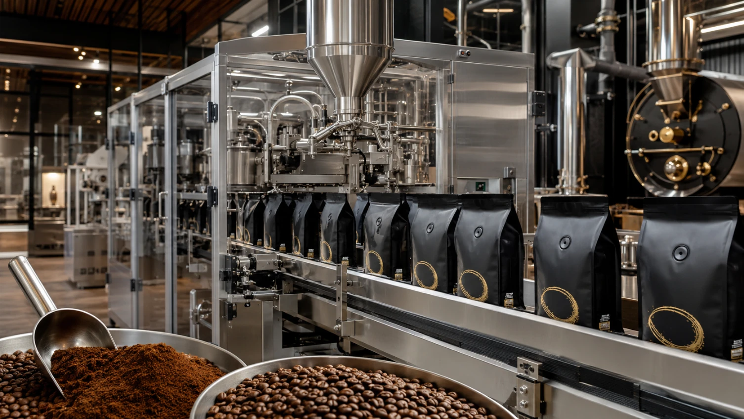 Italian espresso roaster valve pouch line