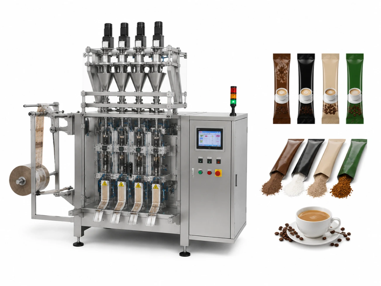 Máquina de sticks de café instantáneo de 4 líneas