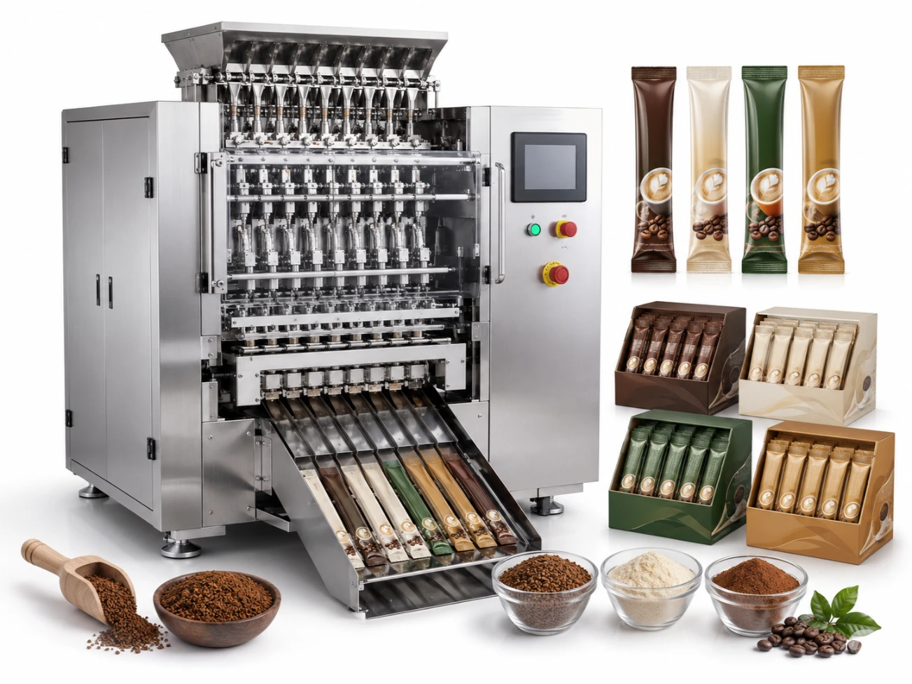 Máquina de sticks de café instantáneo de 8 líneas