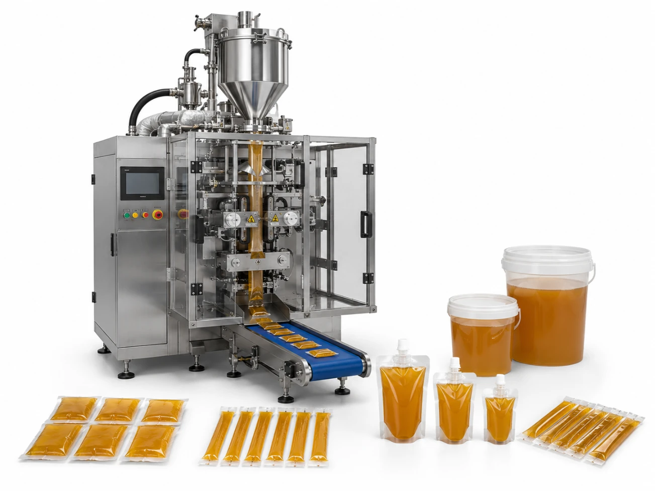 Honey sachet packing machine heated jacket sticky